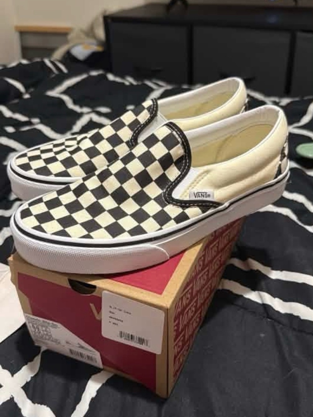 Vans Slip-On Checkerboard Canvas Sneakers - Black & White